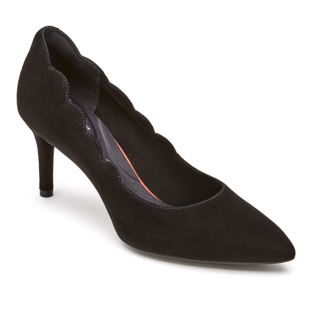 Rockport Klackar Skor Dam Svarta - Total Motion 75Mm Scalloped - TVYXS0184